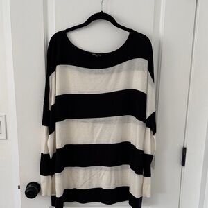 Express Black and White Striped Top
